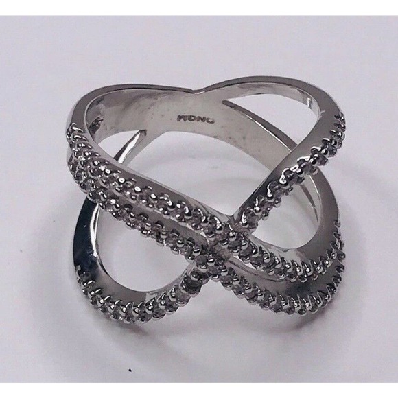 Infinity Ring Size 9 Silver Tone Rhinestone Stamped CNGM - Picture 1 of 7